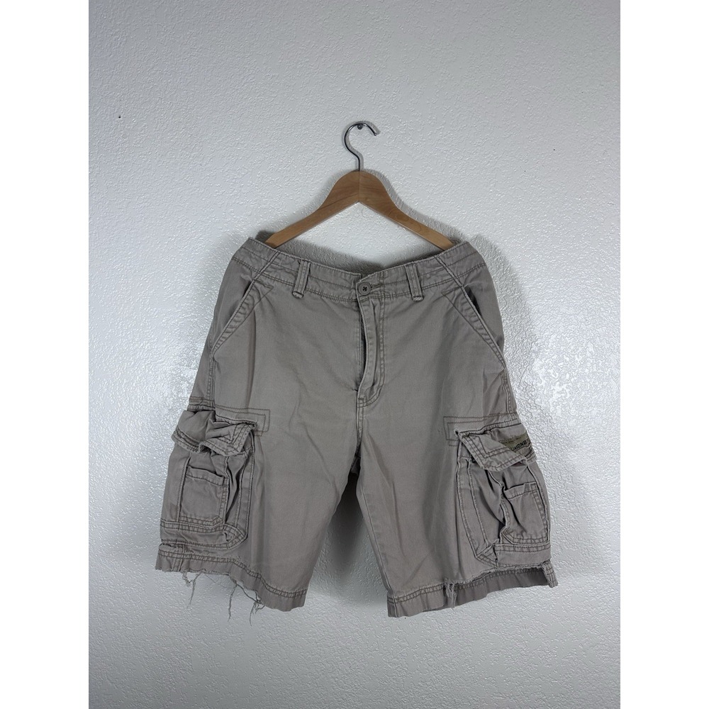 Unionbay Cargo Shorts Mens 34 Beige Khaki Utility Multi Pocket Distressed Y2K